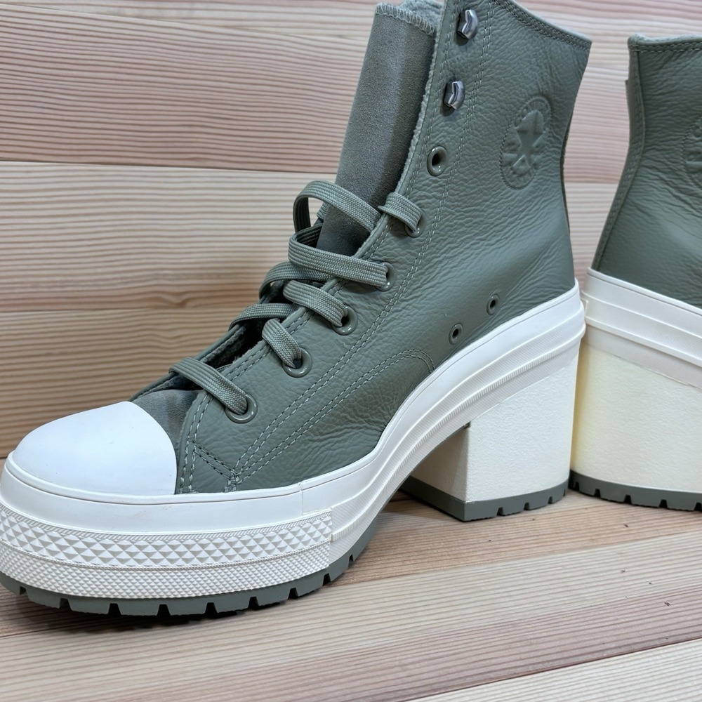 Converse Chuck 70 De Luxe Heel Hi Platform  A10378C Green Men 10 Woman 12 Leathe - Picture 10 of 12